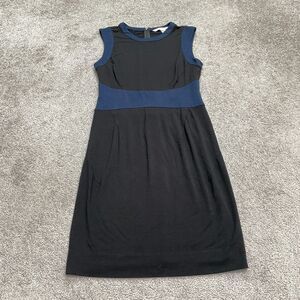 Diane Von Furstenberg DVF Midi Sheath Dress Womens 4 Black Blue Sleeveless NWOT